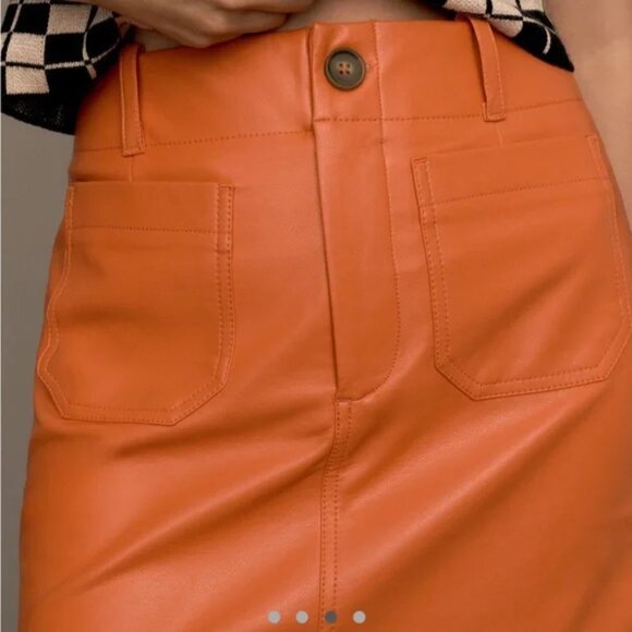 Orange Faux Leather Maeve Mini Skirt X-Small - Picture 9 of 10